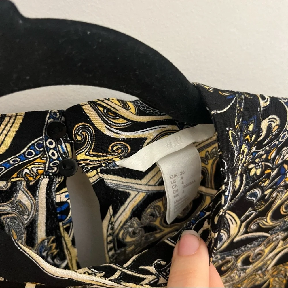 H&M Baroque Print Blouse | Statement Sleeve Top - Picture 5 of 7